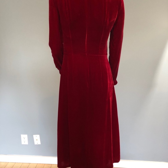 NWT Akris Punto Red Velvet V-Neck Midi Dress Sz 2 - Picture 9 of 16